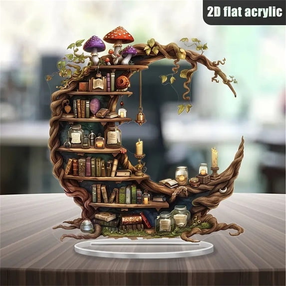 HCJKDU Crescent Shaped Acrylic Desktop Decorative Bookshelf Suitable For Home And Office Decoration Book Enthusiasts
