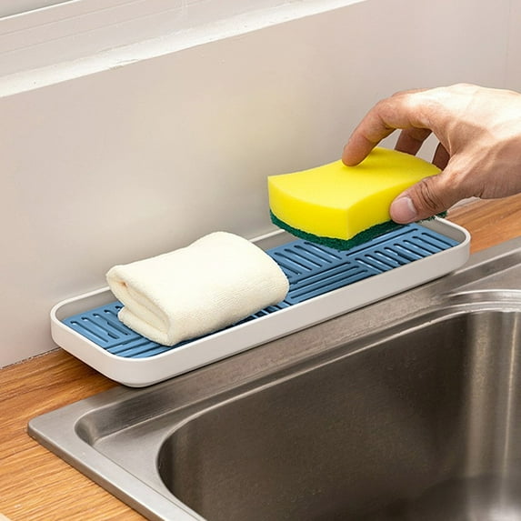 HCJKDU Dish Drain Tray, Water Storage Capacity Dish Drain Board, Dish Drying Pad for Kitchen Counter, Coffee Tea Tray, Water Drip Tray Holder for Cup, Fruit, Bathroom