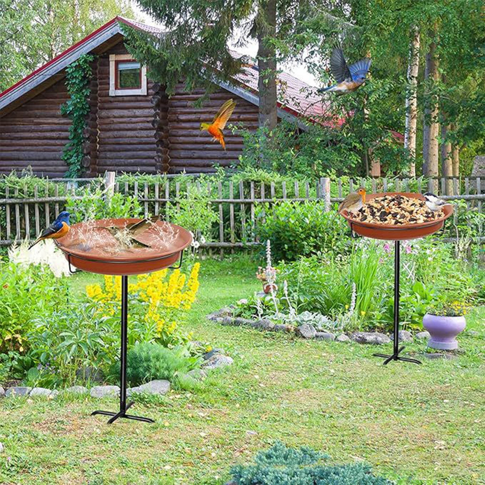 HCJKDU Freestanding Birdbaths Bowl Outdoor, Free Standing Garden Bird ...