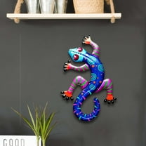 HCJKDU Metal Gecko Wall Decor, Outdoor Colorful Lizard Wall Art Handmade Hanging Sculpture Decoration for Indoor Outdoor Home Garden Yard Fence Patio