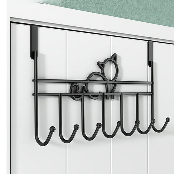 HCJKDU Over The Door Hooks, 7-Hook Storage Rack Heavy Duty Towel Rack for Bathroom Towel Holder for Hanging, Coat Rack for Hanging Clothes Hat Towel