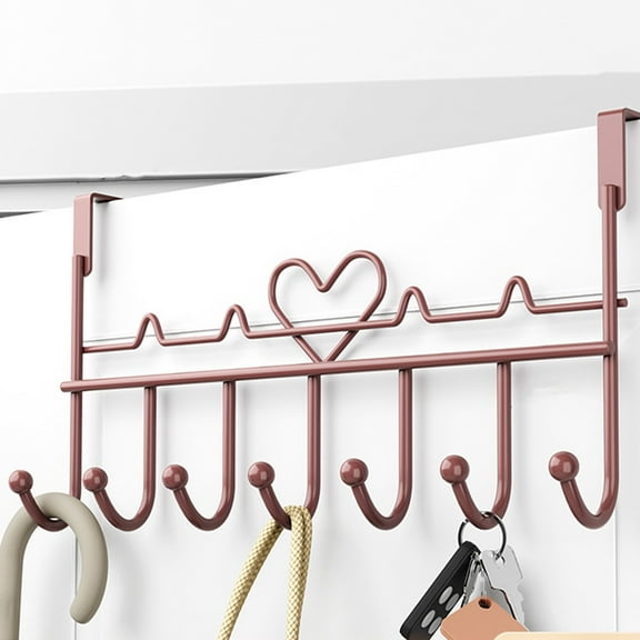 HCJKDU Over The Door Hooks with 7 Hanger Love Heart Rack Heavy Decorative Metal Rack for Home Use Hats Coats Key Bag Clothes Scarfs Hooks