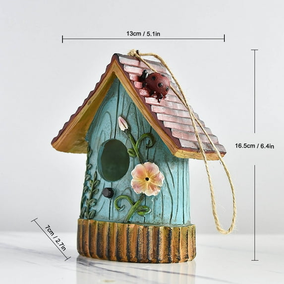 HCJKDU Resin Bird House for Outside Birdhouses with Hanging Rope for Outdoors for Nesting Flower Water-Proof Hanging Bird House Decorative Birdhouse Gifts for Bird Lovers Garden Decor
