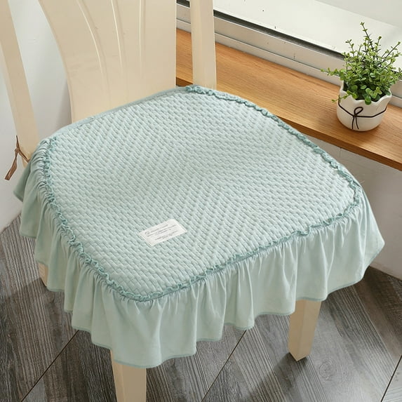 HCJKDU Ruffled Chair Cushions, 100% Cotton Dining Room Kitchen Chair Cover Thick Farmhouse Square Chair Pads Non Slip Stool Mats for Banquet Hotel Wedding Party