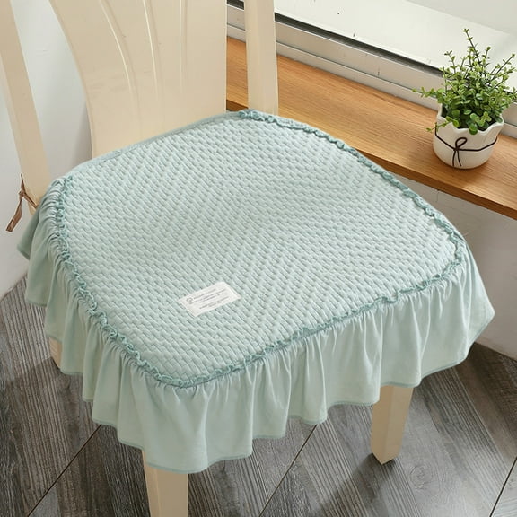 HCJKDU Ruffled Chair Cushions, 100% Cotton Dining Room Kitchen Chair Cover Thick Farmhouse Square Chair Pads Non Slip Stool Mats for Banquet Hotel Wedding Party