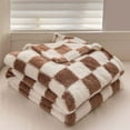 thumbnail image 1 of HCJKDU Super Soft Mini Blanket Warm Cozy Reversible Checkerboard Blanket, Fluffy Fuzzy Plush Lightweight Bed Blanket with Chessboard Grid, 1 of 9