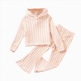 thumbnail image 1 of HCNTES 1T 2T 3T 4T 5T 6T 7T Child Girl Fall Winter Clothes Little Kids Long Sleeve Solid Color Hooded Knitted Sweatshirt Shirt Elastic Waist Pants 2PCS Matching Sets Kid Princess Outfits, 1 of 6