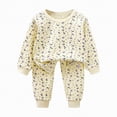 thumbnail image 1 of HCNTES 2Pcs Toddler Baby Boy Girl Sweatshirt Tops Pants Set Long Sleeve Sweatsuit Fall Winter Outfits(5-6 Years,Beige&1), 1 of 6