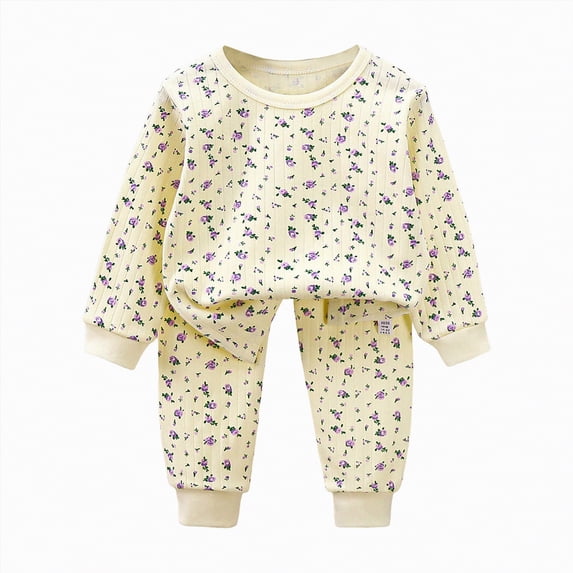 HCNTES 2Pcs Toddler Baby Boy Girl Sweatshirt Tops Pants Set Long Sleeve Sweatsuit Fall Winter Outfits(5-6 Years,Beige&1)