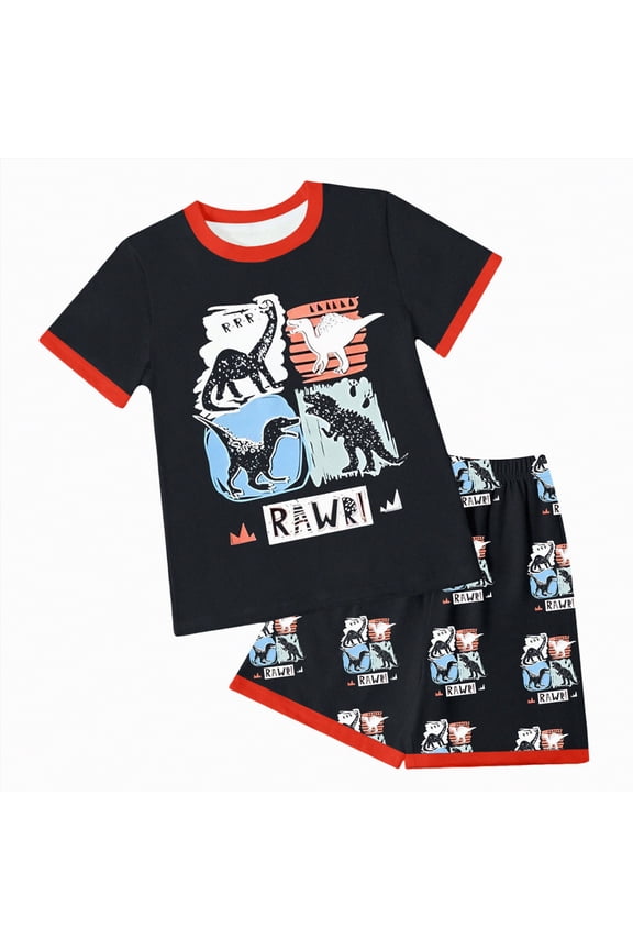 2Pcs Toddler Baby Boys Shorts Set Clothes Little Boys Summer Short Sleeve T-Shirts and Shorts Casual Summer Outfits(Red,5-6 Years)