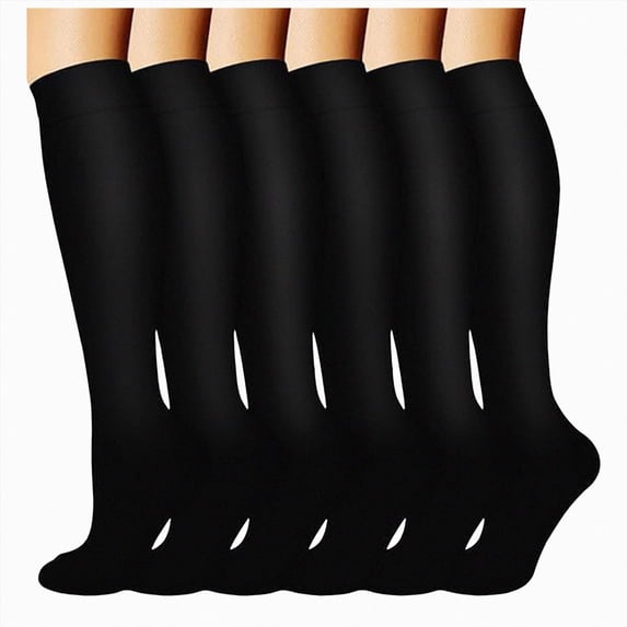 HCNTES 6 Pairs Compression Socks for Women Circulation-Best Support for Nurses,Running,Athletic,Travel (Black,S)