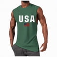 thumbnail image 1 of HCNTES American USA Flag Tank Top for Men Patriotic 4th of July Sleeveless Shirt(Green,XXXL), 1 of 4