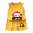 thumbnail image 1 of HCNTES Baby Adorable Vest Pajamas Kids Cute Sleeveless Top and Elastic Shorts Set for Toddler Daily Wear(A-Light Yellow,2-3 Years), 1 of 5