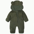 thumbnail image 1 of HCNTES Baby Bear Outfit Suit Fold Over Mittens Footies Girls Boys Winter Fleece Clothes Hooded Jumpsuit Romper(6-9 Months,F118-Green), 1 of 8