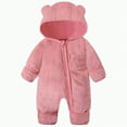 thumbnail image 1 of HCNTES Baby Bear Outfit Suit Fold Over Mittens Footies Girls Boys Winter Fleece Clothes Hooded Jumpsuit Romper(6-9 Months,F120-Pink), 1 of 8