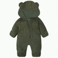 thumbnail image 1 of HCNTES Baby Bear Outfit Suit Fold Over Mittens Footies Girls Boys Winter Fleece Clothes Hooded Jumpsuit Romper(6-9 Months,F52-Green), 1 of 8