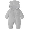 thumbnail image 1 of HCNTES Baby Bear Outfit Suit Fold Over Mittens Footies Girls Boys Winter Fleece Clothes Hooded Jumpsuit Romper(G109-Grey,0-6 Months), 1 of 7