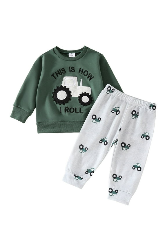 Baby Boy Clothes Fall 6 12 18 24 Months Long Sleeve Pullover Tops & Pant Sets Toddler Winter Outfits toddler boy clothes 18 24 months(2-3 Years,Green)