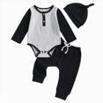 thumbnail image 1 of HCNTES Baby Boy Clothes Fall Winter Outfit Long Sleeve Solid Romper Pants Set 0 3 6 9 12 18 Months, 1 of 5