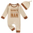 thumbnail image 1 of HCNTES Baby Boy Clothes Little Bro Romper Jumpsuit Ribbed Knit Long Sleeve Bodysuit With Hat(Y51-Beige,12-18 Months), 1 of 7