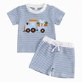 thumbnail image 1 of HCNTES Baby Boy Easter Outfits Toddler Boys Summer Clothes Short Sleeve Truck Embroidery Boy Cloths Set, 1 of 9