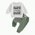 thumbnail image 1 of HCNTES Baby Boy Fall Winter Clothes Dads Little Long Sleeve Shirt And Pants Set Cute Toddler Boy Outfits(Grey&A,12-18 Months), 1 of 7