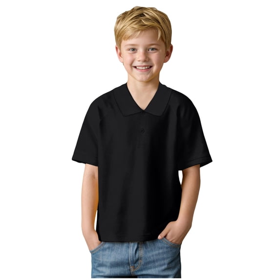 HCNTES Baby Boy Gentle Touch Short Sleeve Polo A Fashionable Pick for School Related Gatherings,14-15 Years Black