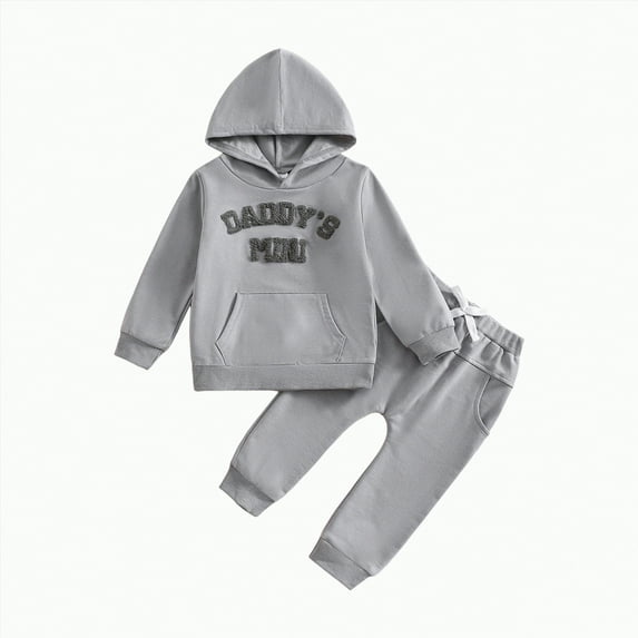 HCNTES Baby Boy Girl Clothes Toddler Fall Winter Outfits Crewneck Sweatshirt and Jogger Pants Set(Z94-Light Gray&1#5,6-12 Months)