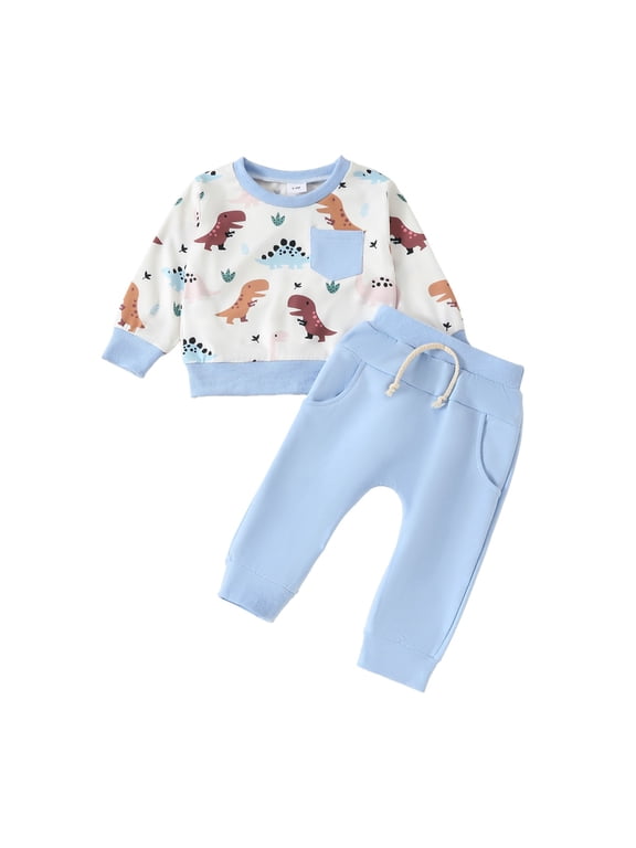 Baby Boy Girl Pants Outfits Long Shirts Santa Sweatshirt Pants Xmas Spring Clothes Set, 18-24 Months Blue