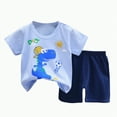 thumbnail image 1 of HCNTES Baby Boy Girl Spring Summer Fall Clothes Toddler Kids Outfits Short Sleeve Shirt Tops + Joggers Pants Set(Blue,5-6 Years), 1 of 4