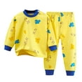 thumbnail image 1 of HCNTES Baby Boy Girls Warm Outfits Fleece Pajamas Pullover Pants Lounge Sets Toddler Winter Clothes(S175-Yellow,4-5 Years), 1 of 5