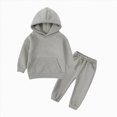 thumbnail image 1 of HCNTES Baby Boy Winter Clothes 1T-13T Solid Long Sleeve Warm Fleece Hooded Pullover Tops Pants Toddler Boys Sweatsuit, 1 of 3
