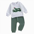 thumbnail image 1 of HCNTES Baby Boy Winter Clothes 6 12 18 24 Months 2T 3T Fall Christmas Outfits Long Sleeves Letter merry Christmas Embroidery Sweatshirt Drawstring Pants Set, 1 of 7