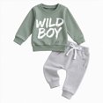 thumbnail image 1 of HCNTES Baby Boy Winter Clothes 6 12 18 24 Months 2T 3T Fall Outfits Long Sleeve Letter WILD BOY Print Sweatshirt Drawstring Pants Set, 1 of 4