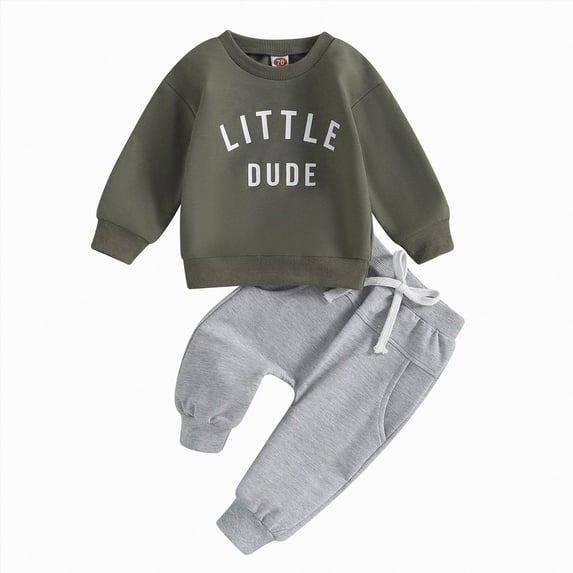 HCNTES Baby Boy Winter Clothes Baby Boy Clothes Fall 6 12 18 24 Months 2T 3T 4T Long Sleeve little dude Pullover Tops & Pant Sets Toddler Boys Suit