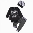 thumbnail image 1 of HCNTES Baby Boy Winter Clothes Baby Boys Outfit Newborn Baby Boy Clothes Ribbed Knitted Long Sleeve daddys Little dude Print Rompers Fall Winter Outfits Pants Sets 0 3 6 9 Months, 1 of 7