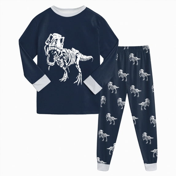 HCNTES Baby Boy Winter Clothes Kids Toddler Boys Pajamas 2 Pjs Set Cartoon Dinosaur Tractor Print Sleepwear