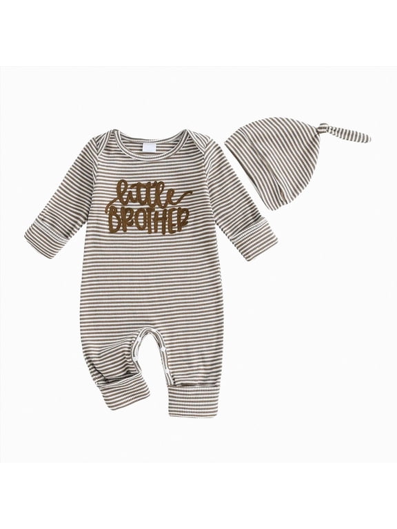 Baby Boy Winter Clothes Newborn Baby Boy Clothes Little Brother Romper Jumpsuits One Piece Infant Coming Home Outfit 2Pcs Clothing Set