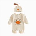 thumbnail image 1 of HCNTES Baby Boy Winter Clothes Newborn Baby Boy Halloween Outfit Cutest Pumpkin in the Patch Romper Jumpsuits One Piece Infant Coming Home Outfit With Knot Hat 2Pcs Clothing Set, 1 of 4