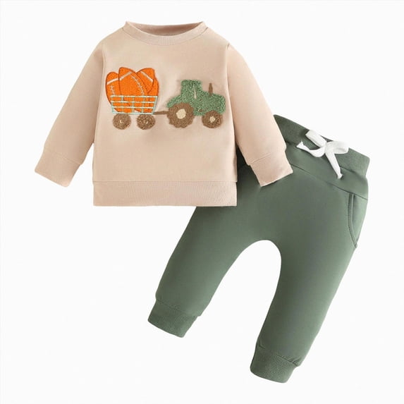 HCNTES Baby Boy Winter Clothes Toddler Baby Boy Halloween Clothes 6 12 18 24 Months 2T 3T 4T Fall Outfits Long Sleeves Cute Funny Letter trucks,and boys daddy ’s mvp Printed Sweatshirt Pants Set