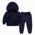 thumbnail image 1 of HCNTES Baby Boy Winter Clothes Toddler Boys Clothes Fall Outfit Sets, Kids Outfits Sets 18M 24M 2T 3T 4T Solid Color Classic Hooded Pullover With Pocket Jogging Pants Two Pieces Tracksuit, 1 of 4