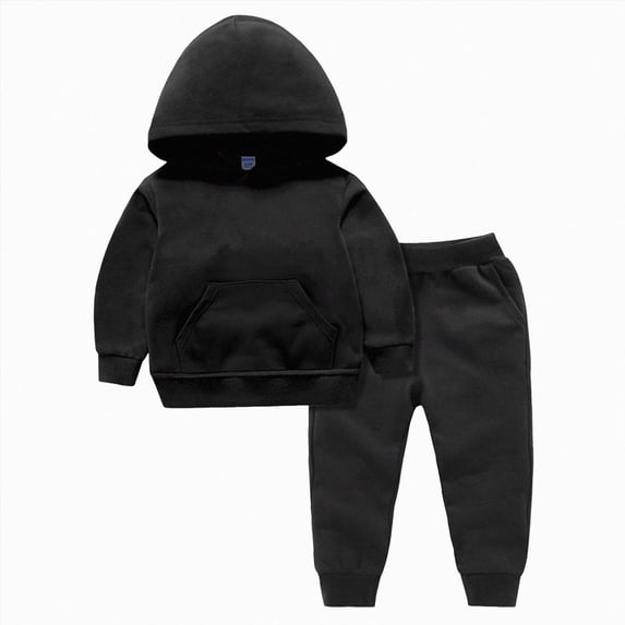HCNTES Baby Boy Winter Clothes Toddler Boys Clothes Fall Outfit Sets, Kids Outfits Sets 18M 24M 2T 3T 4T Solid Color Classic Hooded Pullover With Pocket Jogging Pants Two Pieces Tracksuit