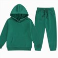 thumbnail image 1 of HCNTES Baby Boy Winter Clothes Toddler Boys Clothes Fall Winter Outfit Sets, Baby Boy 2T -13T 2Pcs Set Solid Warm Thick Long Sleeve Hooded Hoodie Sweatshirt Sweater Pants Set Outfits, 1 of 4