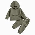 thumbnail image 1 of HCNTES Baby Boy Winter Clothes Toddler Boys Clothes Fall Winter Outfit Sets, Kids Outfits Sets 0 6 12 18 24 Months 2T 3T 2PC Solid Color Hoodie With Pocket Cargo Pants Two Pieces, 1 of 9