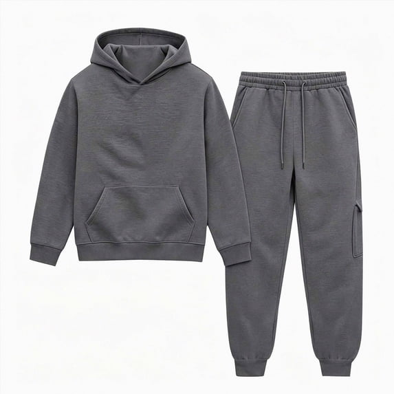 HCNTES Baby Boy Winter Clothes Toddler Boys Clothes Fall Winter Outfit Sets, Kids Outfits Sets 2T 3T 4T Solid Color Hoodie With Pocket Jogging Pants Two Pieces Tracksuit