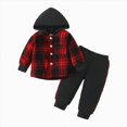thumbnail image 1 of HCNTES Baby Boy Winter Clothes Toddler Boys Clothes Fall Winter Outfit Sets, Kids Outfits Sets Long Sleeve Crew Neck Hooded Pocket 6M 1T 2T 3T 4T 5T 2 PC Everyday, 1 of 7