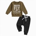thumbnail image 1 of HCNTES Baby Boy Winter Clothes Toddler Kids Baby Boy Fall Outfits 3M 6M 12M 18M 24M 1T 2T 3T Casual pretty fly for a little guy Letter Print Long Sleeve Hoodie Tops Pants Winter Clothes Sets, 1 of 5