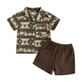 thumbnail image 1 of HCNTES Toddler Boy Summer Attire in a 2 Piece Set, a Cloud Print Short Sleeve T shirt and Harem Style Shorts,12-18 Months Coffee, 1 of 8