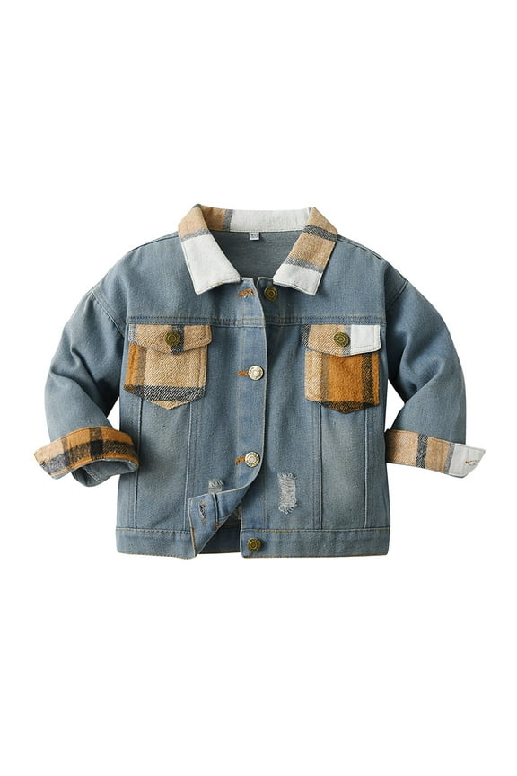 Baby Boys Girls Denim Shirt Kids Toddler Button Jeans Jacket Top Coat Outerwear(Brown,12-18 Months)