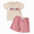 thumbnail image 1 of HCNTES Baby Boys Girls Independence Day Outfits Set Toddler 2 Piece Short Sleeve Pjs Kids Summer Sleepwear Clothes Set 2T 3T 4T 5T 6T(H03-Red,6-12 Months), 1 of 8